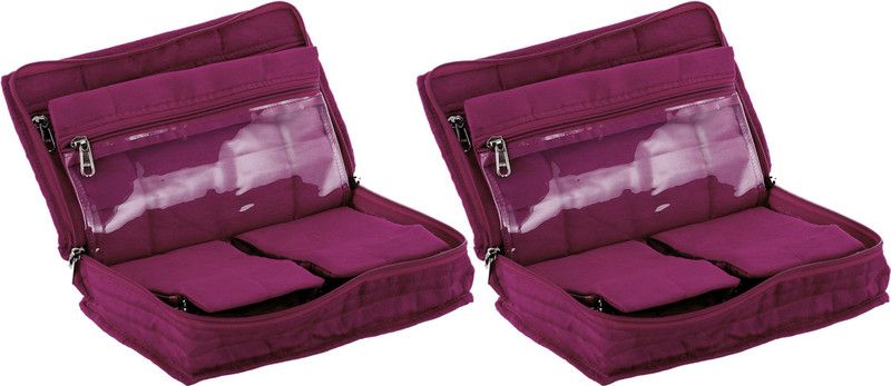 KUBER INDUSTRIES Embroidery Design 2 Pieces Cotton Jewellery Kit, Maroon - CTKTC30595 Jewellery Vanity Box  (Maroon)
