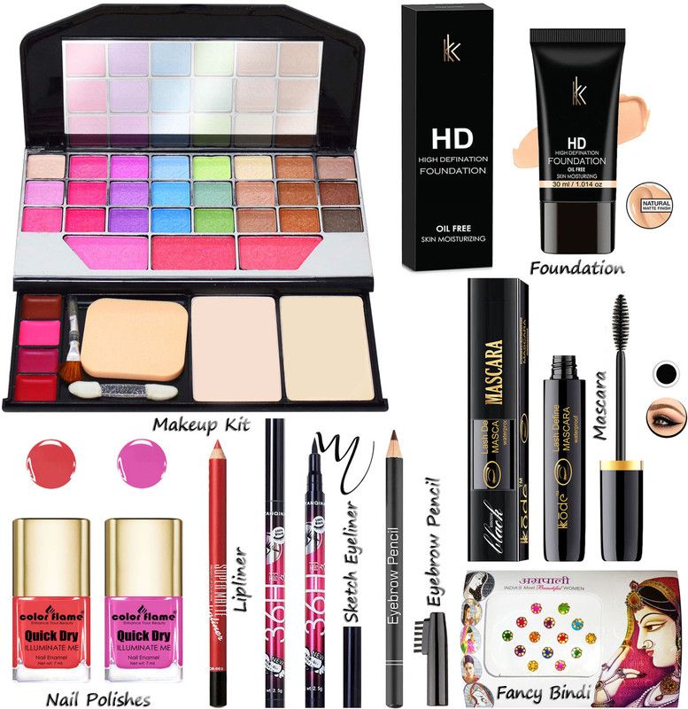 COLOR FLAME Exclusive All In One Makeup Kit For Girls & Womens MKPA1VT19  (Pack of 9)