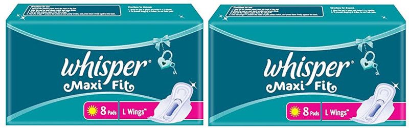 Whisper Maxi Fit Large 8+8 pad Women With Wings Sanitary Pad Sanitary Pad  (Pack of 16)
