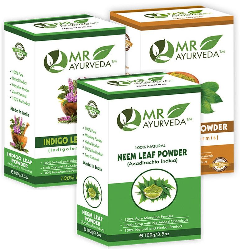 MR Ayurveda Organic Indigo Powder, Henna Powder & Neem Powder - Pack of 3  (300 g)