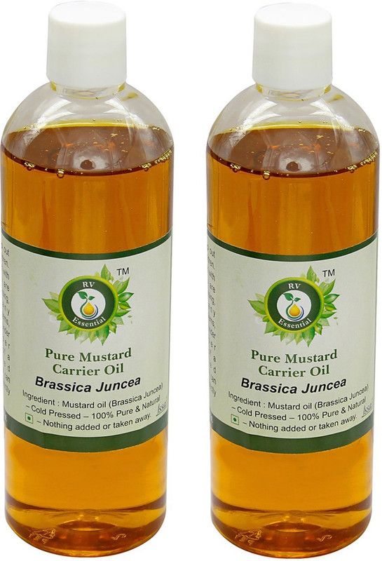 R V Essential Pure Mustard Carrier Oil (100ml+100ml) Pack of Two- Brassica Juncea (100% Pure and Natural Cold Pressed)  (200 ml)