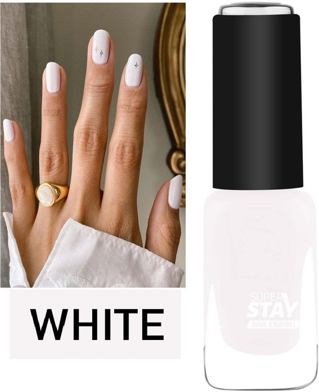 GABBU New Super Stay, Quick-dry Formula, Available in Wide Range of White Nail Paint WHITE
