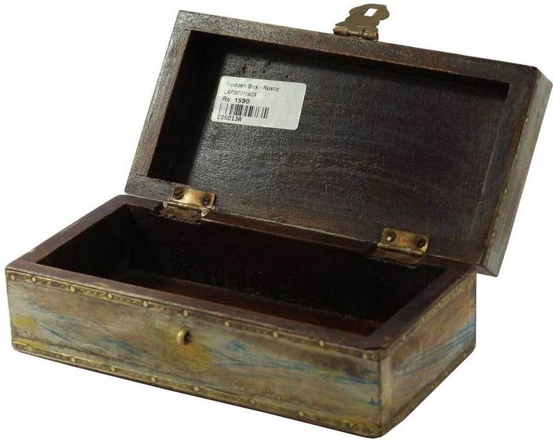 Indune Handcrafted Rustic Wooden Jewellery Box with Brass Design (8 x 5 x 3 Inches) Jewelry Box, Personal Office Organizer, Vanity Case Vanity Box  (Multicolor)