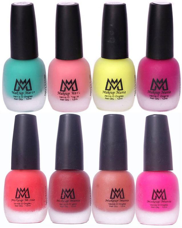 Makeup Mania (MM # 16-65) Sea Green, Pink, Parrot Green, Magenta, Nude, Red, Peach, Pink  (Pack of 8)