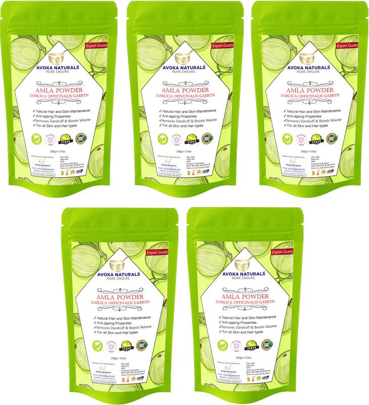 Avoka Naturals Amla Powder for Complete Hair Care Treatment (100g X pack of 5)  (500 g)