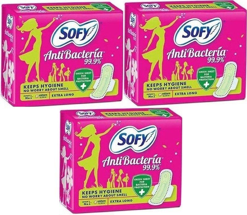 SOFY Antibacteria Extra Long 7+7+7 pads Sanitary Pad Sanitary Pad  (Pack of 3)