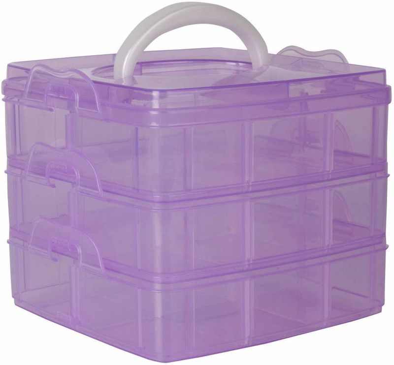 Premsakhi Multi Utility 3 Layer Portable Plastic Makeup Cosmetic Desktop Storage Chest Drawer Cabinet Box Holder Makeup, Jewelry Vanity Box  (Purple)