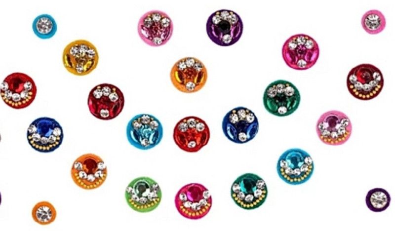 BEAUTY GOLD crystal stone designer bindi for beautiful lady & girl forehead, nails Multicolor Bindis  (mugli marathi, bengali bindi, Bollywood style)