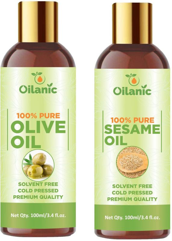 Oilanic Premium Olive Oil & Sesame Oil Combo pack of 2 bottles of 100 ml(200 ml)  (200 ml)