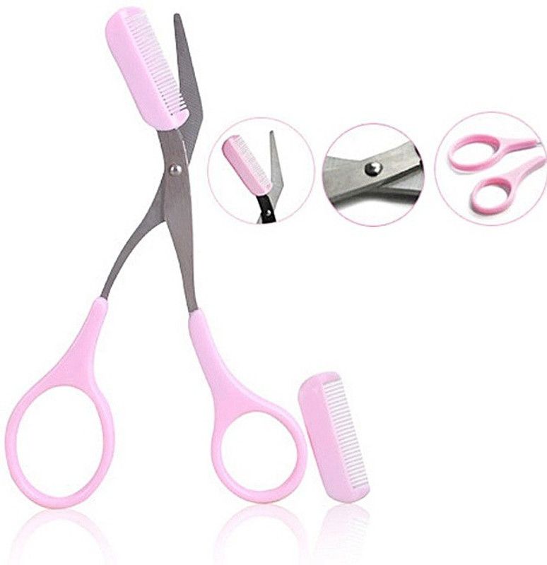 MACVL5 Women Mini Brow Class Easy-to-use Eyebrow Trimmer with Comb Cutting Scissors  (Set of 1, Pink)