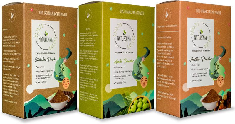 Naturenna Natural Amla Aritha Shikakai Powder for Hair Care/Hair Wash, Cleansing & Hair Conditioning | 3X100 G |  (300 g)