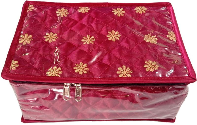 PRITAMRIT NOVELTIES Satin jewellery locker organizer kit Embroidered (maroon). For keeping jewelleries,necklace and bangles and other ornaments Vanity Box  (Maroon)