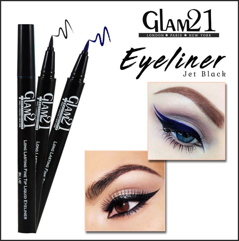 Glam21 Long Lasting Fine Tip Liquid Eyeliner-EY105-BLK-BLU Pack of 2 2 ml  (Black, Blue)