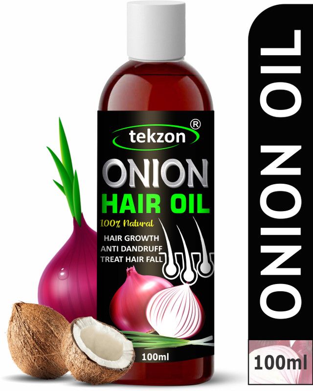 tekzon Red Onion Hair Oil with 14 Essential Oils, Multi-Purpose Hair Growth Oil For Complete Hair Treatment with Argan, Bhringraj, Hibiscus, Sesame,Amla,Sweet Almond, Olive and more. Hair Oil  (100 ml)
