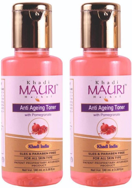 Khadi Mauri Herbal Anti Ageing Face Toner with Pomegranate, Combo Pack of 2, 100 ML Each Men & Women  (200 ml)