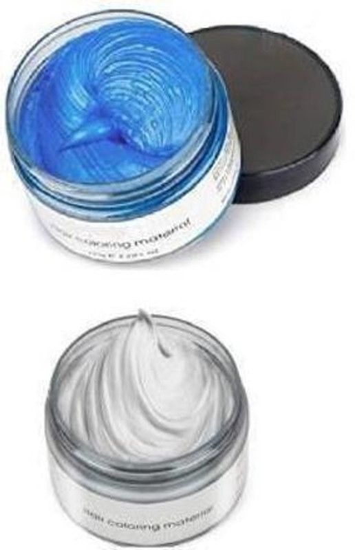 Red Ballons washable 100 % UNISEX CHEMICAL FREE WASHABLE HAIR COLOR WAX COMBO BLUE and white /silver Hair Wax  (100 ml)
