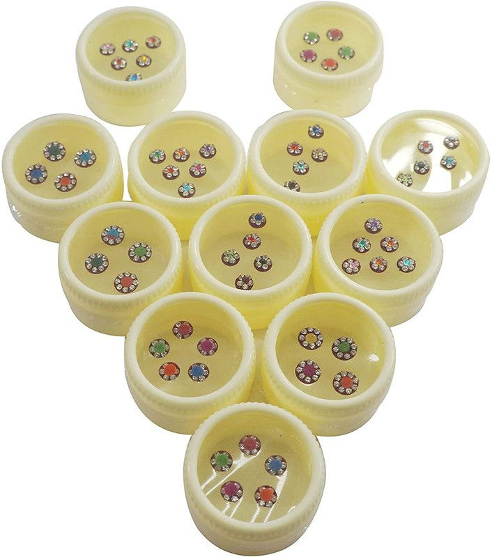 Little World BINDI BOX ROUND SHAPE FOREHEAD Multicolor Bindis  (FANCY BINDI)