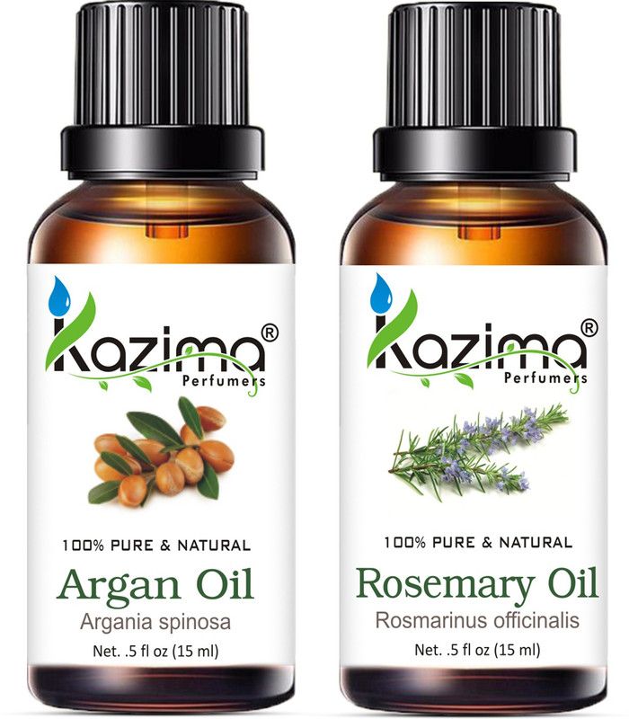 KAZIMA Combo of Argan Cold Pressed Carrier Oil and Rosemary Essential Oil ( Each 15ml )  (15 ml)