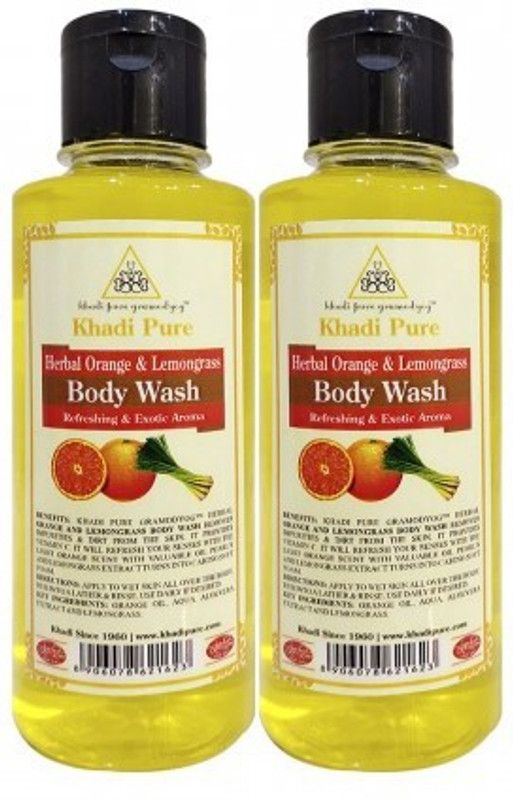 Khadi Pure Orange & Lomongrass Body Wash - 210ml (Set of 2)  (2 x 210 ml)