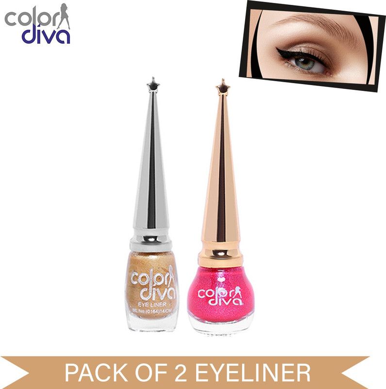 Color Diva Baris Golden6 ml & Bonsai Dark Pink5.5 ml Eyeliner (Set of 2) 11.5 ml  (Gold, Pink)
