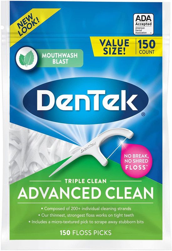 DenTek Triple Clean Advanced Clean Floss Picks No Break & No Shred Floss  (Pack of 150)