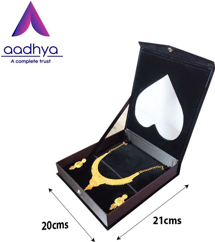 Aavni sweat velvet jewellery box set for necklace and earing storage ,organiser box gift for women jewellery box Vanity Box  (Black)