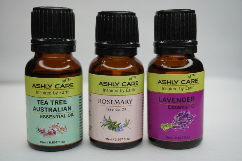 ashly care Combo Pack of Tea Tree, Lavender & Rosemary Essential Oils (15 ml Each) | 100% Pure & Natural Essential Oils (45 ml)  (45 ml)