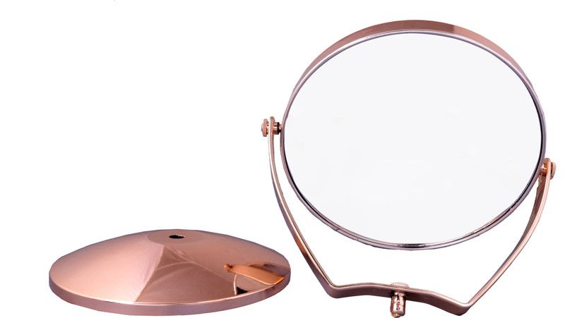 Triock Rose Gold Round Shape Small Mirror Table Top Desktop Makeup Mirror Vanity Mirror