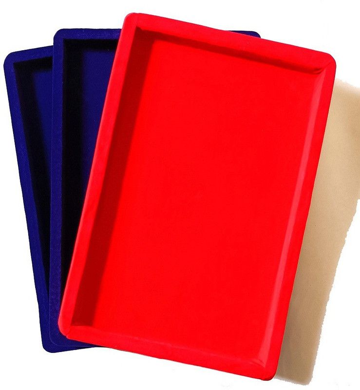 MS Traders Combo Velvet Tray 12x8 Inch Display Jewellery Finding Tray,2 Blue 1 Red Display Organizer Tray, Velvet Beading Tray, Pack of 3 pcs Vanity Box  (2 Blue 1 Red)