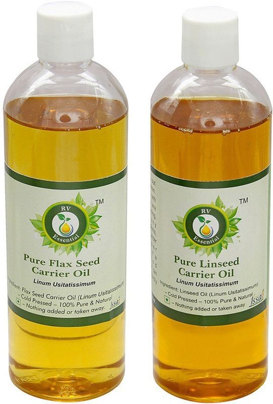 R V Essential Flax Seed (100ml) and Linseed Carrier Oil (100ml)- 100% Pure & Natural Cold Pressed  (200 ml)