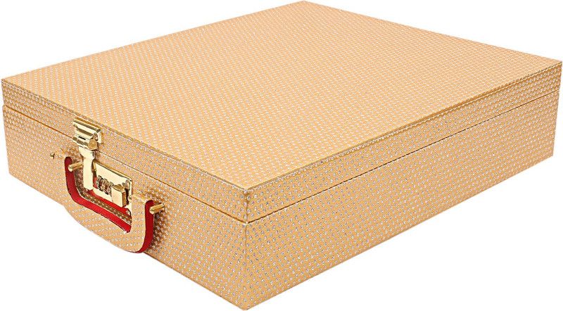 KUBER INDUSTRIES Wooden Five Rod Bangle Storage Box (Gold) -CTKTC8696 Metalic Design Vanity Box  (Gold)
