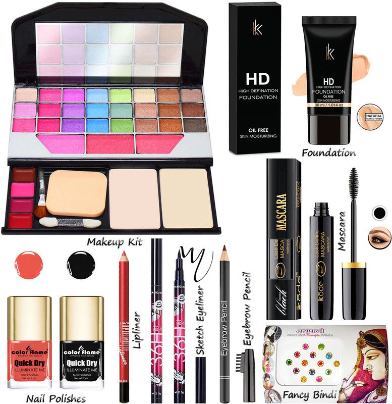 COLOR FLAME Exclusive All In One Makeup Kit For Girls & Womens MKPA1VT10  (Pack of 9)