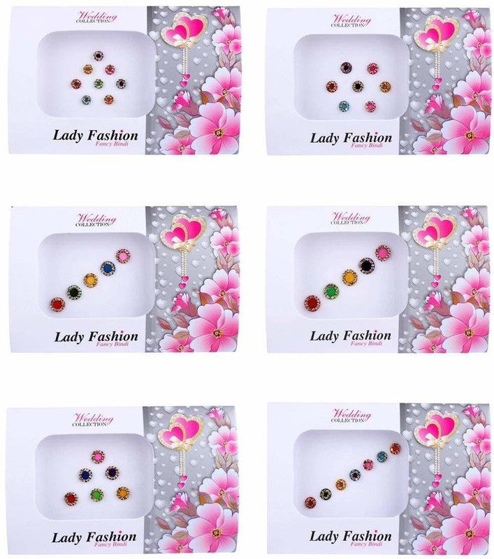 TRIO HOMES Fancy stone multicolor bindi forehead Multicolor Bindis  (bindi)