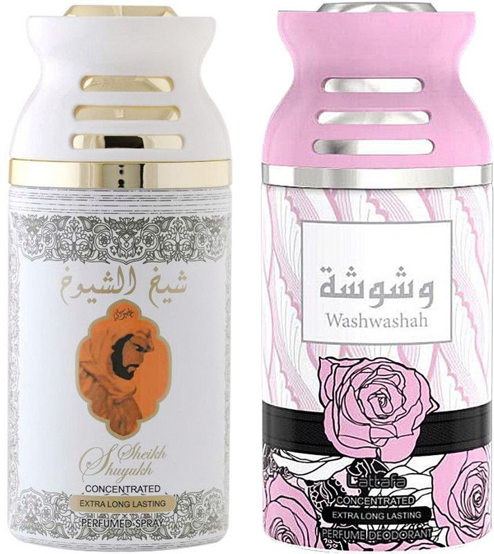 Lattafa Sheikh Al Shuyukh Khusoosi + Washwashah Perfumed Body Spray, Best Premium Quality Fragrance, 250ml Deodorant Pack of 2 Ideal for Both Men and Women. Body Spray - For Men & Women  (250 ml, Pack of 2)