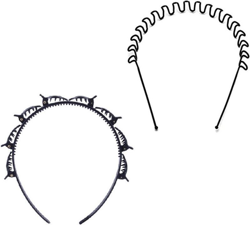 Nyamah sales Black Hair Band Plastic and Metal Headband Combo Hair Clips Hair Pin for Women and Girls Hairstyle Hair Tools Head Band  (Black)