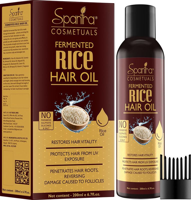 Spantra Fermented Rice Hair Oil, Restores Hair Vitality, Protects Hair From UV Exposure, Promotes Hair Growth , Paraben and Sulphate Free, 200ml - With Deep Root Applicator Hair Oil  (200 ml)