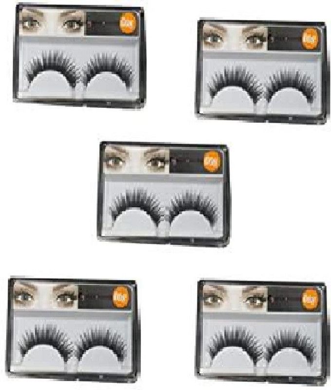 pcmp black opaler eyelashes 5 pairs False Eyelashesblack opaler eyelashes  (Pack of 5)