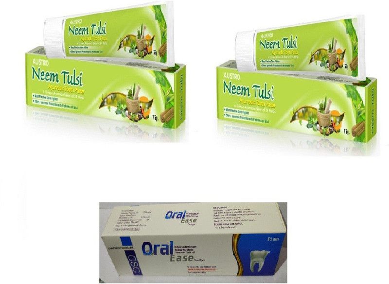 AUSTRO Neem Tulsi Toothpaste 2+1 Oral Ease Toothgel Toothpaste  (75 g, Pack of 3)