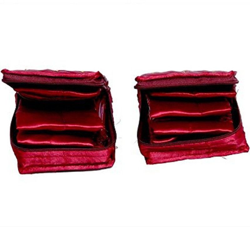 KUBER INDUSTRIES Jewellery Kit / Make Up Kit/ Wedding Collection Gift In satin 2 Pcs Set Casual Vanity Box  (Maroon)
