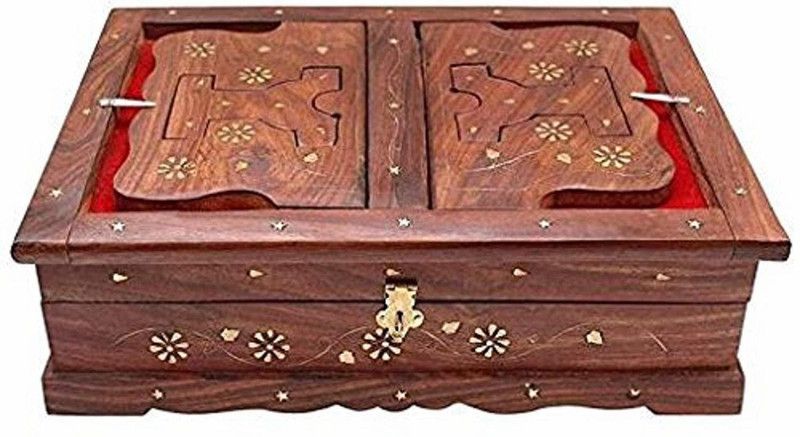 CART OF CRAFTS Wooden Hand Carved Multi Purpose Vanity Box  (Brown)