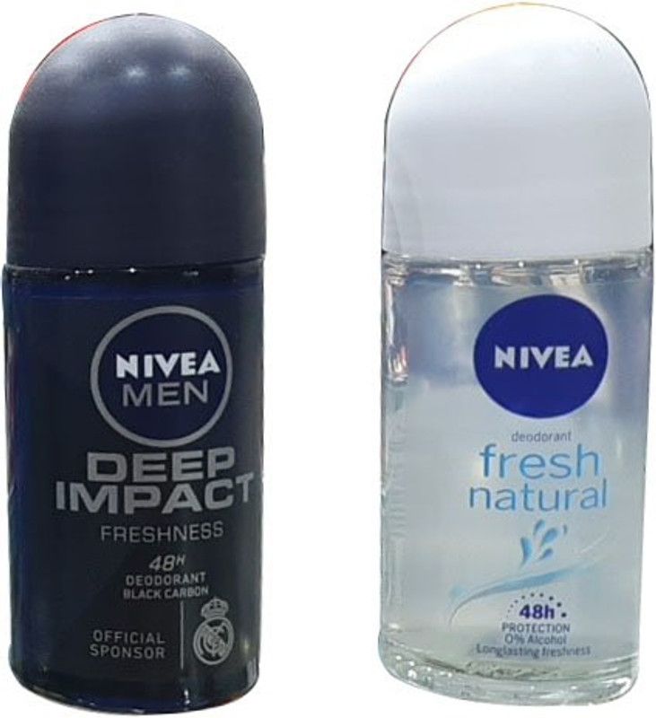 NIVEA MEN DEEP IMPACT FRESHNESS, FRESH NATURAL Deodorant Roll-on - For Men & Women  (100 ml, Pack of 2)