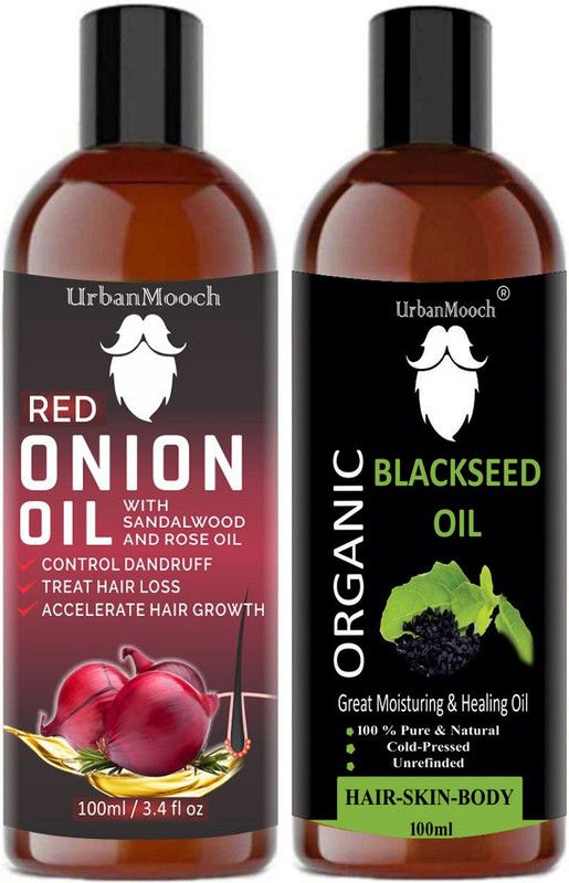 UrbanMooch 100% Pure Blackseed(Kalonji) & Red ONION Oil- Hair Oil  (200 ml)