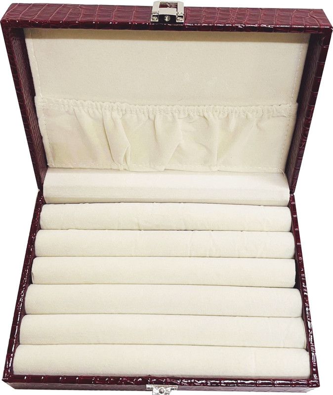 la trove Ring Box Portable Jewellery Storage with Pocket Organizer Jewelry Box Jewellery Vanity Box  (Maroon)
