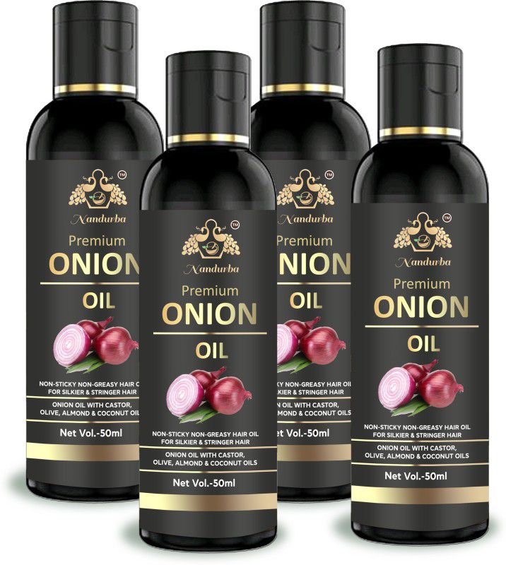 nandurba Combo of 4 Onion Hair Oil For Hair Growth And Hair Fall Control with 14 Essential Oils For Hair Treatment with Argan,Amla,Almond,Olive and more Hair Oil  (200 ml)
