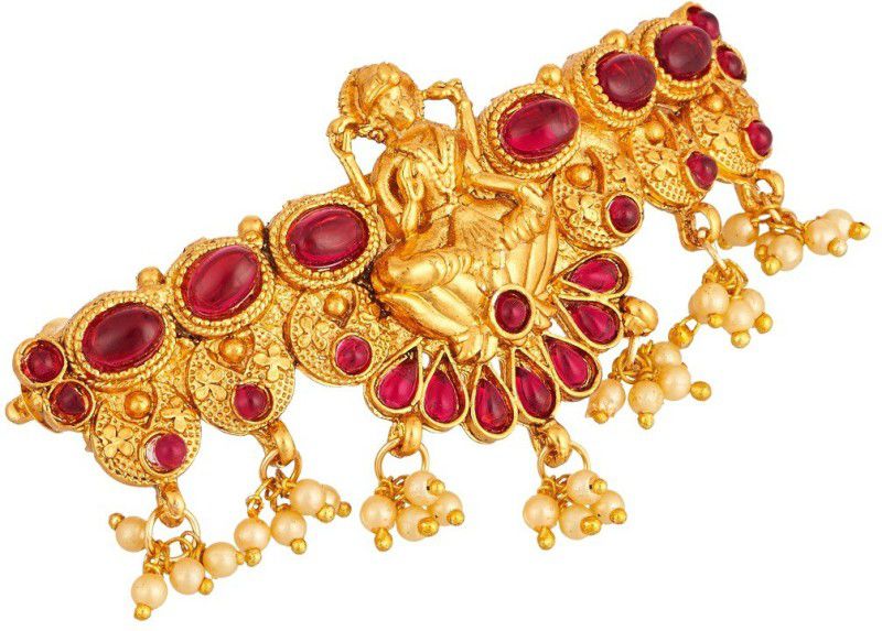 APARA Traditional South Laxmi Temple Jewellery Hair Clip Barrette With Ruby Hair Clip  (Gold)