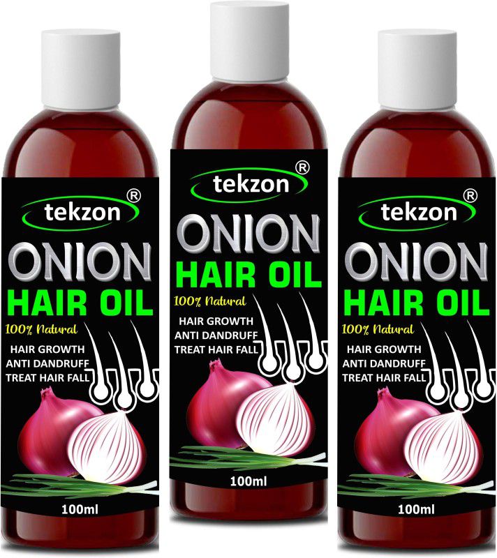 tekzon 100% Natural Onion Oil For Hair Growth | With 14 Natural Oils (Pack of 3)  (300 ml)
