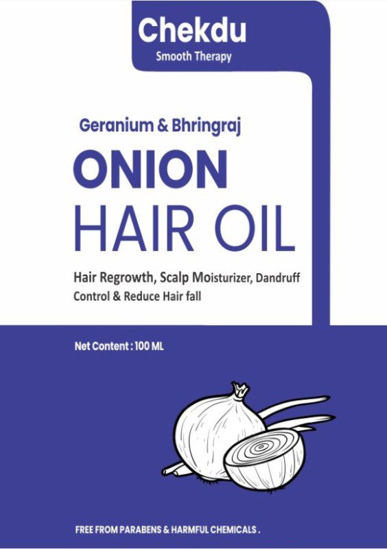 Chekdu Smooth Therapy Geranium & Onion for Healthy Hair, Anti Hair Fall & Hair Growth Hair Oil  (100 ml)