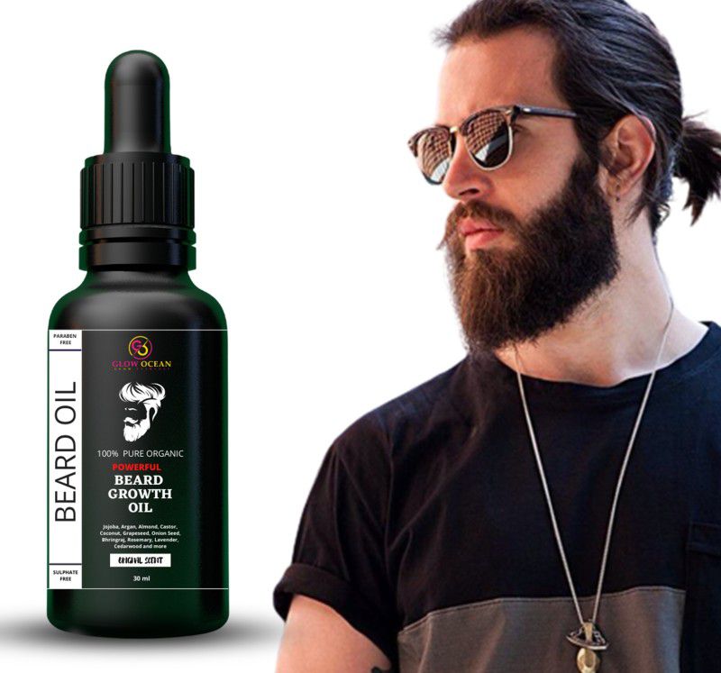 glowocean New and Advanced Powerful Beard Growth oil- For Faster and Complete Beard Growth Hair Oil  (30 ml)