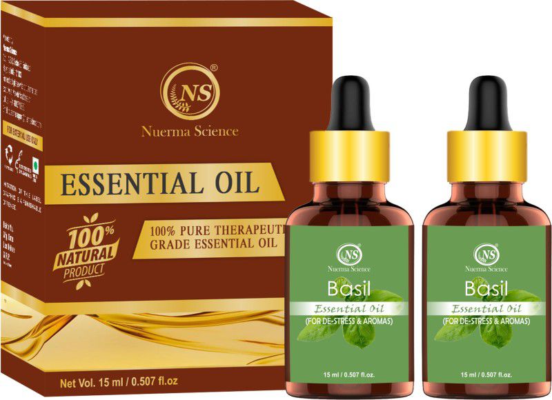 Nuerma Science Basil Essential Oil (100% Pure & Natural) (Pack of 2) Hair Oil  (30 ml)