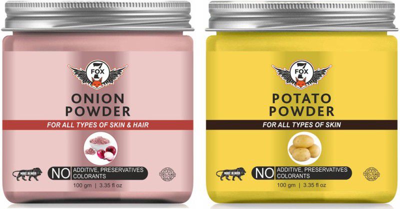 7 FOX Natural & Organic Onion Powder & Potato Powder-Packof-2-Jar-Combo-  (200 g)